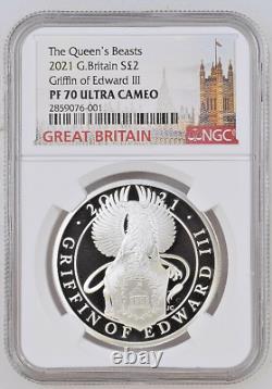2021 Great Britain £2 1oz Silver Queen's Beasts'GRIFFIN OF EDWARD III' PF70 UC