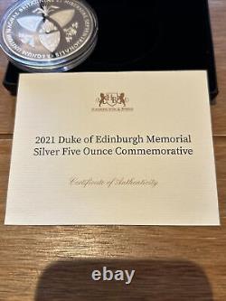 2021 HRH Duke Edinburgh UK 5 Oz Sterling Silver Proof Coin Harrington Coa Case
