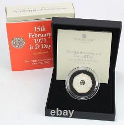 2021 Royal Mint Decimal Day Silver Proof Piedfort Fifty Pence Coin 50p COA + Box