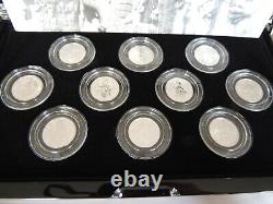 2021 Royal Mint Queen's Beasts Quarter Ounce Reverse Frosted Silver Proof 10 Set