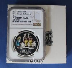 2021 Silver Proof 1oz £2 Through the Looking Glass NGC Graded PF69 with COA