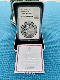 2021 St Helena Una and the Lion Silver Proof 1oz NGC PF69