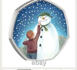 2021 The Snowman 50p Silver Proof Coin, LIMITED EDITION 7000! NEW! IN HAND