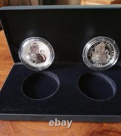 2022 Lion of England UK Royal Mint Silver Proof two 1oz Coin set