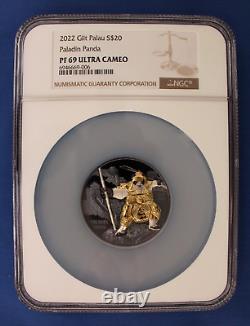 2022 Palau 3oz Silver Proof $20 coin Paladin Panda NGC Graded PF69 Ultra Cameo