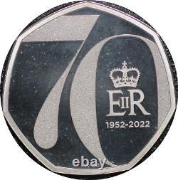 2022 Queen Elizabeth II Silver Proof Piedfort Platinum Jubilee 50 Pence Coin 50p