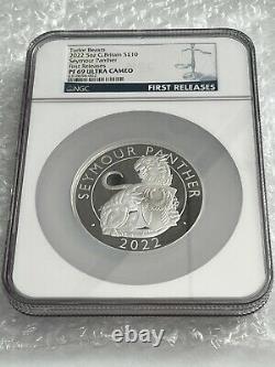 2022 Royal Mint Tudor Beasts Seymour Panther 5oz £10 Silver Proof Coin PF69UC FR