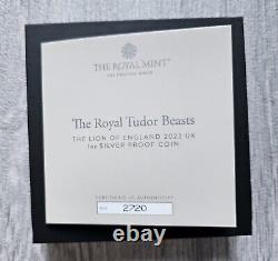 2022 Royal Tudor Beasts Lion of England 1oz Silver Proof Coin Limited Edition