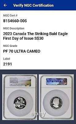 2023 Canada $30 2 Oz Striking Bald Eagle NGC PF70 UCAM FDOI Designer Signed