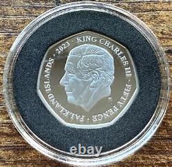 2023 Fifty Pence 50p Falkland Islands King Charles 75th Silver proof 175 Mintage