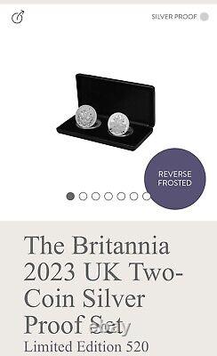 2023 RMail Silver Proof Reserve Frosted 1oz Britannia £2 Two-Coin Set SOLD OUT
