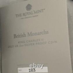 2023 Royal Mint British Monarchs King Charles II 2oz Silver Proof Coin LE606