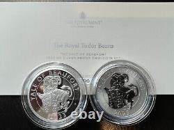 2023 Tudor Beasts Yale of Beaufort Silver Proof Reverse Frosted Two-Coin Set