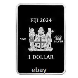 2024 1oz Fiji Robocop Rectangular. 999 Silver Colored Proof Coin Mintage of 300