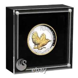 2024 Australian Kookaburra 2 oz Silver High Relief Gilded Proof Coin Minted 2000