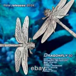 2024 Cameroon 3D Dragonfly 7 Gram Silver Shaped Proof Coin Mintage of only 333