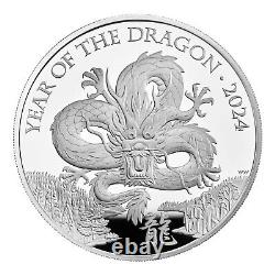 2024 Chinese New Lunar Year of Dragon 1 Oz Silver Proof Coin Royal Mint Box BBB