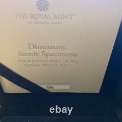 2024 Dinosaurs Iconic Specimens 50p Silver Proof Three Coins Collection V RARE