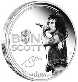 2024 Tuvalu Bon Scott 1 oz Silver Proof Coin with Color & MIntage of 5000