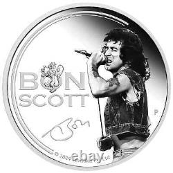 2024 Tuvalu Bon Scott 1 oz Silver Proof Coin with Color & MIntage of 5000