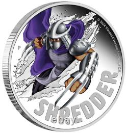 2024 Tuvalu Teenage Mutant Ninja Turtles Shredder 1 oz Silver Colored Proof Coin