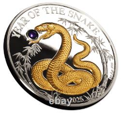 2025 Vanuatu Lunar Year of the Snake 1 oz Silver Proof Coin withPearl Insert