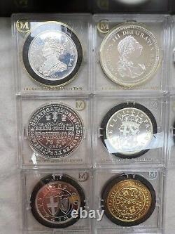 24 Silver Proof Coins Millionaires Collection. 12 Gold Plated. Collectors Case