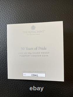 50 Years of Pride 2022 UK coloured 50p Piedfort Silver Proof coin boxed COA