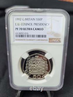 50p EU presidency Silver Proof Coin dual dated 1992 1993 NGC PF 70 Ultra Cameo