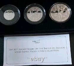 925 Silver Proof 80th Anniversary The Battle Of Britain 2020 £5 £2 £1 Coin Set