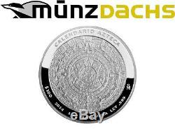 Aztec Calendar 1 Kilo kg. 999 fine silver Proof Mexico 2014 mintage only 500