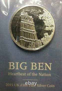 BIG BEN 2015 One Hundred Pound £100 Silver Proof Coin Coin BUNC Sealed