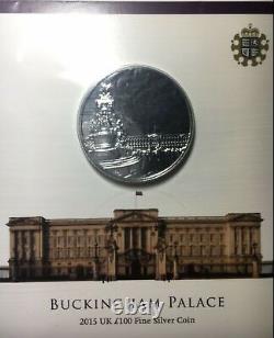 BUCKINGHAM PALACE 2015 One Hundred Pound £100 Silver Proof Coin Coin BUNC Sealed