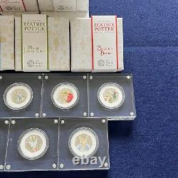 Beatrix Potter Job Lot X7 Silver Proof 50p Coins 2017 2018 Flopsy Bunny Etc New