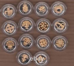 Boxed 2008 Uk 25th Anniversary Silver Proof 14 Piece £1 Coin Collection + Certs