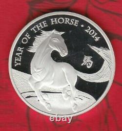 Boxed 2014 Lunar Year Of The Horse Silver Proof One Ounce £2 Coin + Cert