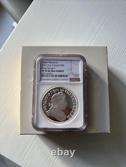 British Monarchs PF70 King George I 2022 UK 2oz £5 Pound Silver Proof Coin