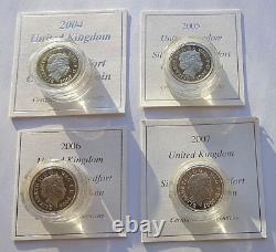 Cased Royal Mint 2004-07 Silver Proof Piedfort £1 Four Coin Collection COA
