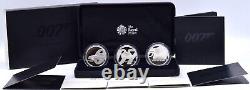 Coin 3 x Fine Silver Proof 007 James Bond £2 Collection Set Royal Mint COA