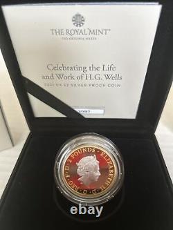 Coin Silver Proof Celebrating The Life And work H. G Wells 2021 £2 Box COA 1097
