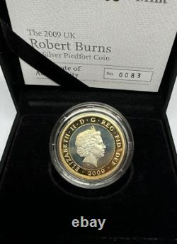 Coin Silver Proof Piedfort 2009 Robert Burns £2 Box COA