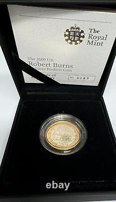 Coin Silver Proof Piedfort 2009 Robert Burns £2 Box COA