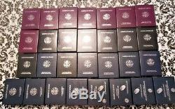 Complete Set 1986 Through 2017 Proof Silver Eagles with Boxes & COA's 31 Coins