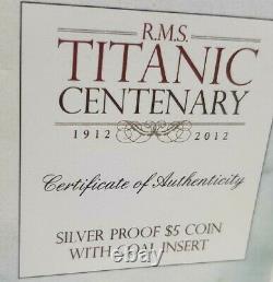 Cook Islands $5 Silver Proof R. M. S. Titanic Coin With Authentic Coal Insert