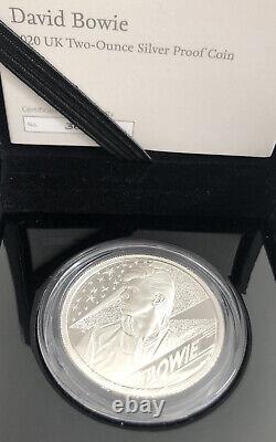 DAVID BOWIE MUSIC LEGENDS TWO OUNCE 2oz SILVER PROOF COIN MINT WITH COA AND BOX