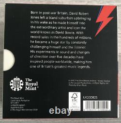 DAVID BOWIE MUSIC LEGENDS TWO OUNCE 2oz SILVER PROOF COIN MINT WITH COA AND BOX