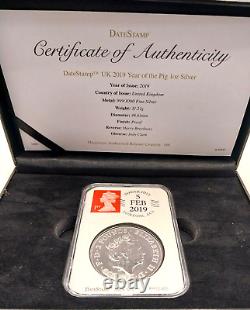 Datestamp UK 2019 Year Of The Pig 1oz silver Proof Coin Ltd Ed 188