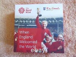 ENGLAND 1966 WORLD CUP SILVER PROOF £5 COIN 2016 in box with COA MINT