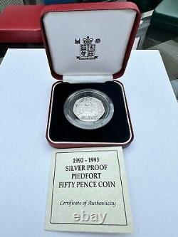 Fifty Pence Piedfort Silver Proof Coin 1992-1993 The Royal Mint