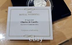Fine Silver Proof Coin 5oz 2005 Royal Wedding Charles Camilla BOX + COA